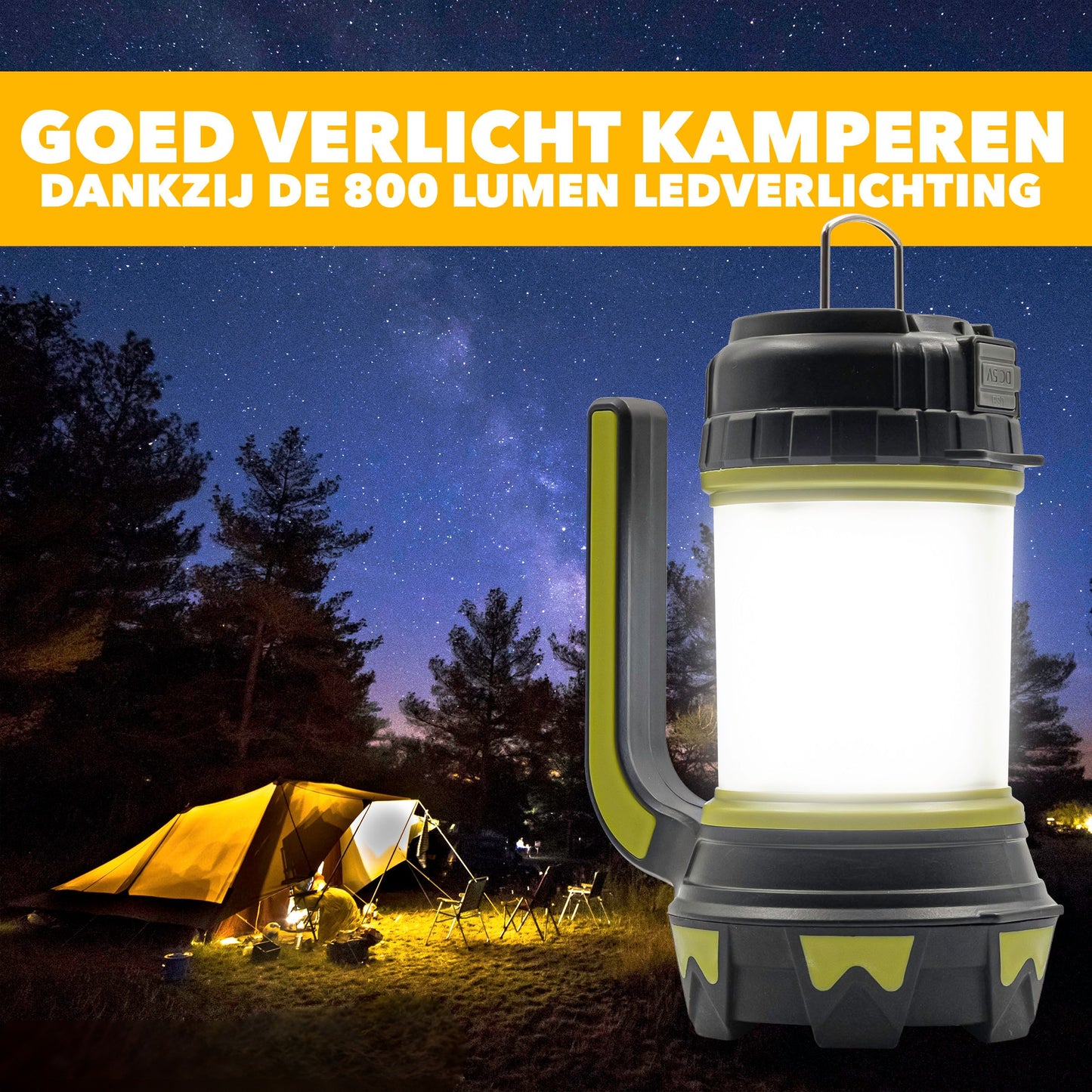 Oplaadbare Campinglamp 800 Lumen – 3-in-1 Zaklamp, Tentlamp & Powerbank
