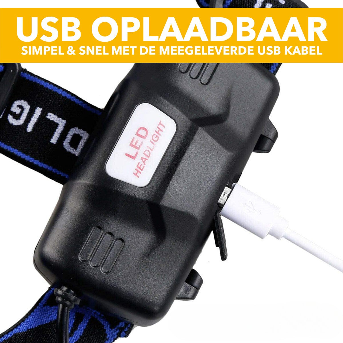 LED hoofdlamp 1000 Lumen oplaadbaar - waterproof – vislamp – werklamp – survival - usb oplaadbaar - sos functie - 3 lichtstanden - 90 graden verstelbare lamp