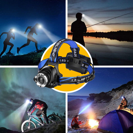 LED hoofdlamp 1000 Lumen oplaadbaar - waterproof – vislamp – werklamp – survival - usb oplaadbaar - sos functie - 3 lichtstanden - 90 graden verstelbare lamp