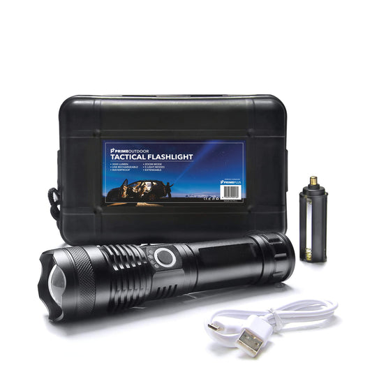 Zaklamp Led Oplaadbaar 3000 Lumen - Militaire Zaklamp - IP65 Waterdicht - Telescopische Zoom - Robuuste Zaklamp - Zaklantaarn in Case